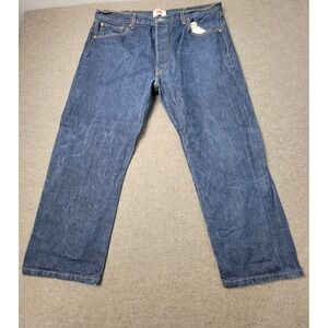 Levis 501 Original Jeans Mens W42 L32 Blue Denim Straight Leg Button Fly Cotton